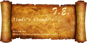 Timár Elemér névjegykártya